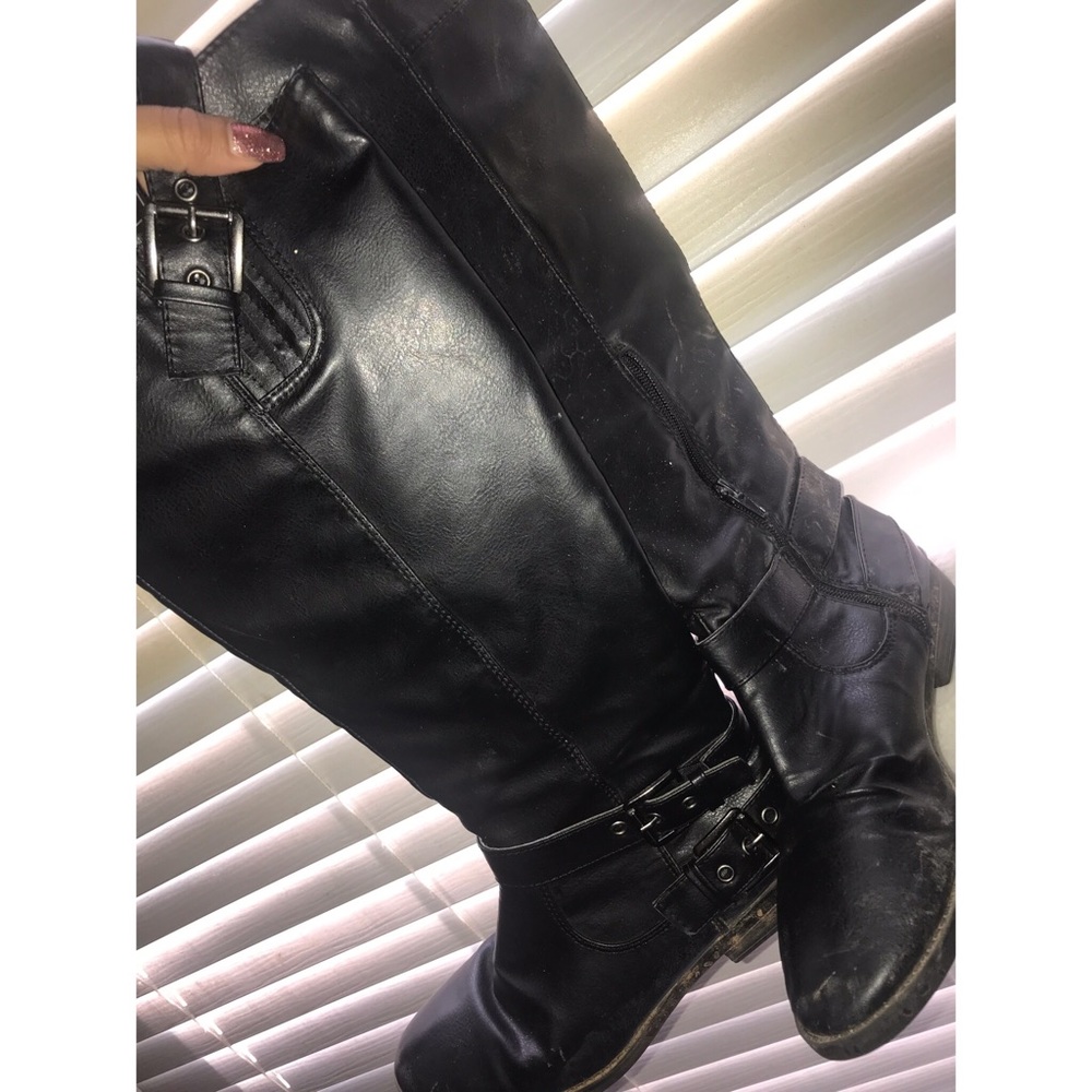 🌟 Black/Leather High Knee Boots